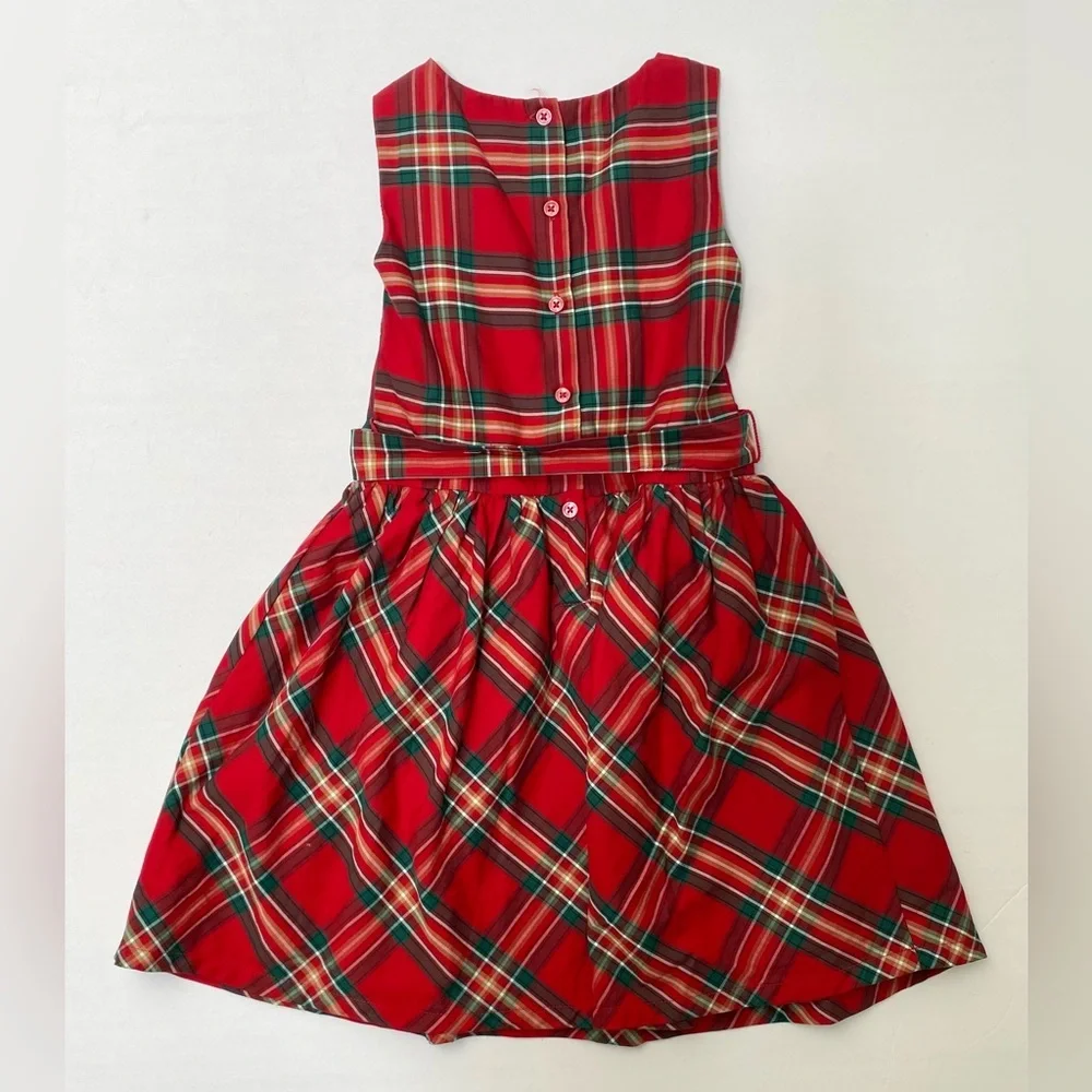Carter's Girl’s Red/Green Plaid Bow-Waist Holiday Dress 6/6X